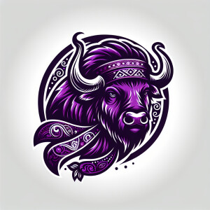 Create a dynamic, powerful, logo for a company called PURPLE BUF...