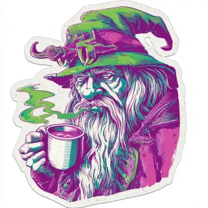 Create a sticker high quality illustration for hand-drawn wizard...