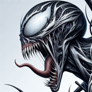 a close up of a spider man with its mouth open, a digital painti...