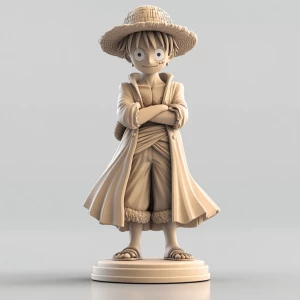 A stylized 3D chess piece representing Luffy from One Piece as t...