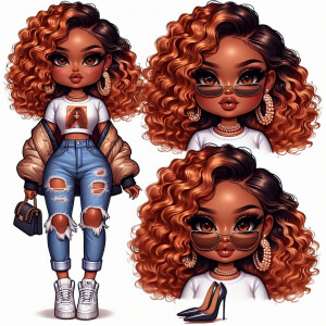 A 300dpi high polished gloss chibi-style oversized head, stunnin...