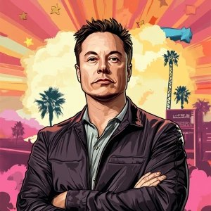 Elon Musk in GTA art style — — in the style of a Grand Theft Au...