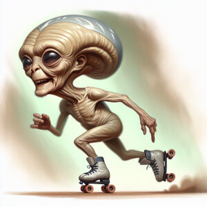 This is a caricature-style painting of an elderly cartoon marvin...