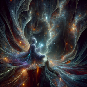 In a dimly lit cavern stands a mesmerizingly enigmatic wormhole...