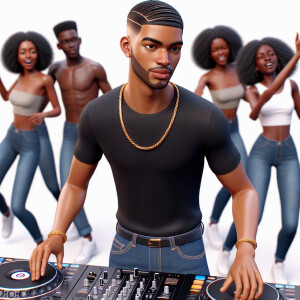 3D image of a Handsome LIGHT SKIN African American young DJ. He...