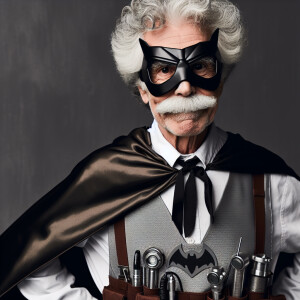 Albert Einstein dressed up as Batman