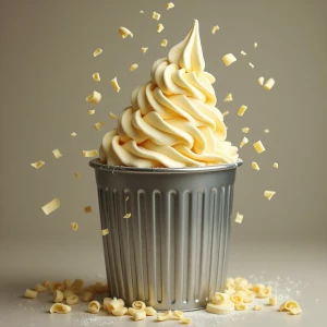 Throwing away my vanilla ice cream in the trash