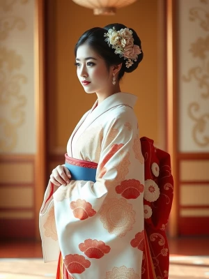 Generate a full body photo, highly detail of a beautiful bride i...