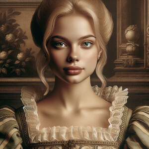 A portrait of a besutiful blonde woman in the 17th century in a...