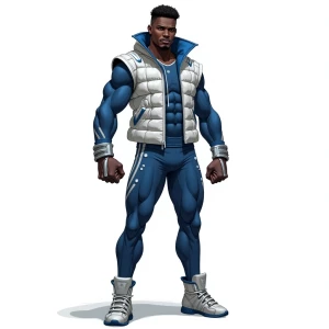 A frontal T pose full body concept illustration of A powerful bl...