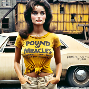 Create a color photo from the early seventies of a gorgeous, nat...