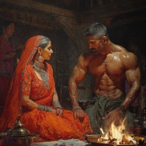 Photo Hyperrealism, painting.a beefy muscular sweaty criminal ma...