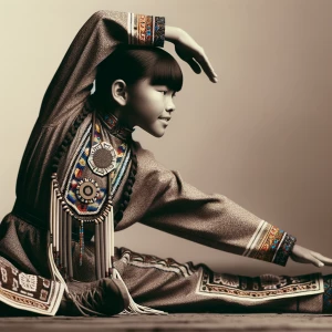 A high-definition photo of a Native American girl wearing tradit...