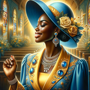 A spiritually enriching illustration portrays an African America...