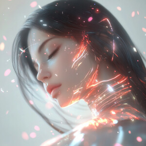 A close-up, hyper-realistic portrait of a Japanese onna-bugeisha...