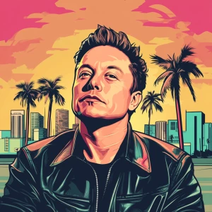 Elon Musk in GTA art style — Add cap to it — in the style of a G...