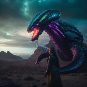 A repulsive alien queen with slimy, tentacle-like appendages, co...