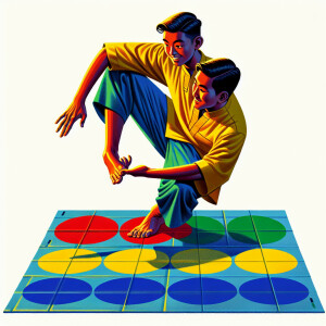 Teen playing twister