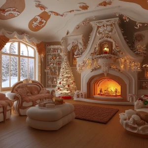 Create a gingerhouse themed living room, cute, warm
