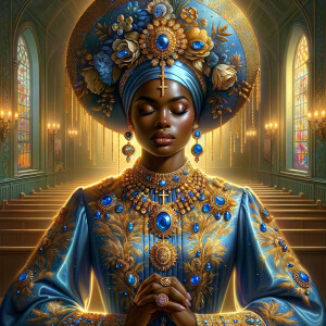 Create an illustration that embodies spirituality and a deep con...