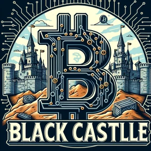 Design a logo for "Black Castle" featuring a bold, central lette...