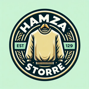 Create a realistic logo with the text "HAMZA STORE" and a pictur...