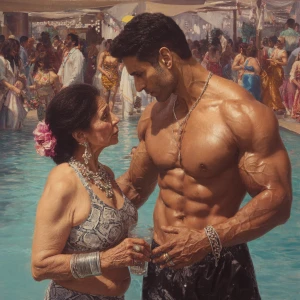 Hyperrealistic art,realism. a punjabi  mother in law, in her lat...