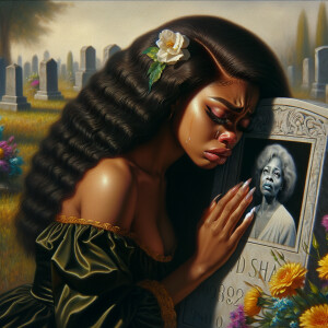 A beautiful light-skinned African-American woman with long wavy...
