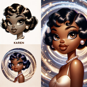 Create a 4D-style image of an light skin 
African-American girl...