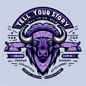 Create a dynamic, powerful, logo for a company called PURPLE BUF...