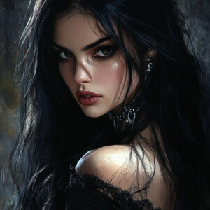 Born of dusk and shadow, she walks the line between worlds—a Dha...