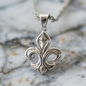 Discover the timeless beauty of this Fleur de Lis sterling silve...