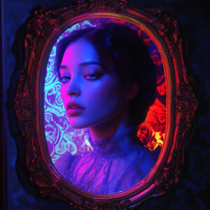 A hyper-realistic female portrait, styled with Gothic Renaissanc...