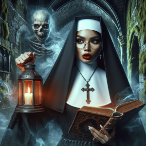 create a 8k, hyper realistic , airbrush glossy image of a dark,...