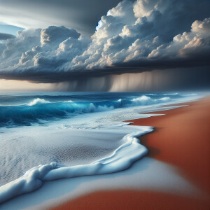 A beach with heavy waves