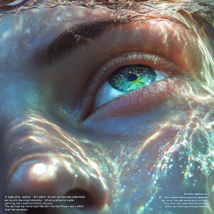 "A hyper ultra-realistic close-up of a person's face partially s...