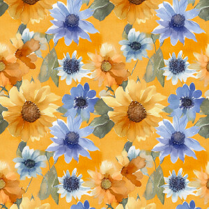 Create a seamless pattern tile featuring wildflowers in a waterc...