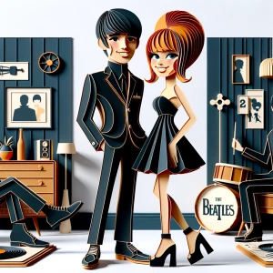 ‘Happy 19th Anniversary!’ Written
A 60s mod vibe with a tan male...