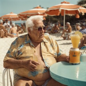 create a 90 year old elvis presley, man, 
old, fat, pot-bellied,...