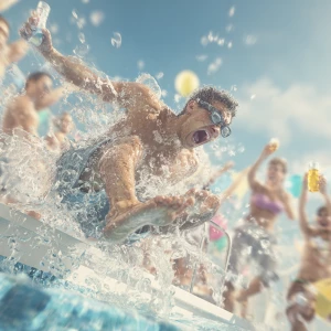Create a realistic image of a college graduation party scene whe...
