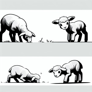 A young lambs enters from out of frame and stumbles into the cen...