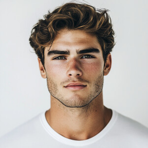 Create an image of a handsome 22-year-old Californian man with a...