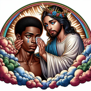 Ensure that the image distinctly represents both Jesus Christ an...
