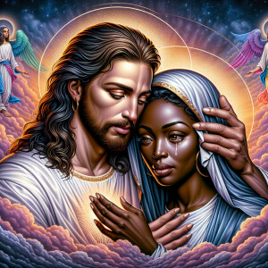 Ensure that the image distinctly represents both Jesus Christ an...