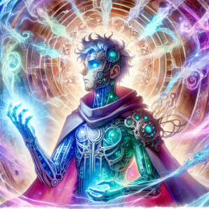 A technologically enhanced necromancer, his metallic limbs marre...