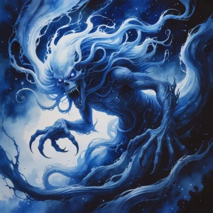 A swirling, ethereal entity, the cosmic cannibal drifts through...