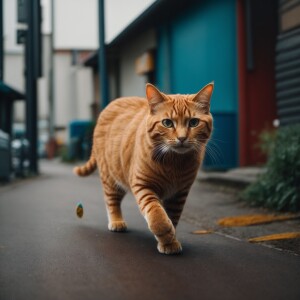 cat walking to work
