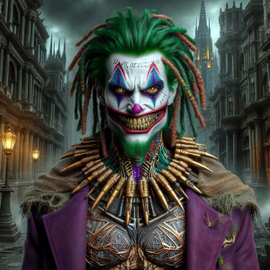 Joker  created in the style of Yautja's (Hunter Predator),ultra-...