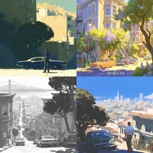 The guy walk down on a street in San Francisco 60s