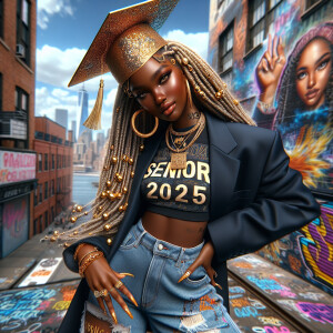 Hyper-realistic image of a stylish African American melanin seni...